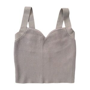 Abercrombie & Fitch Ottoman Sweetheart Neck Crop Tank Top Taupe Women's Size L